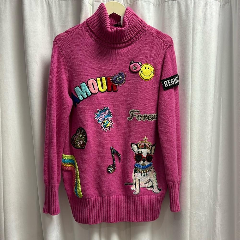 Italian made by Regina    90% wool 10% cashmere hot pink sweater